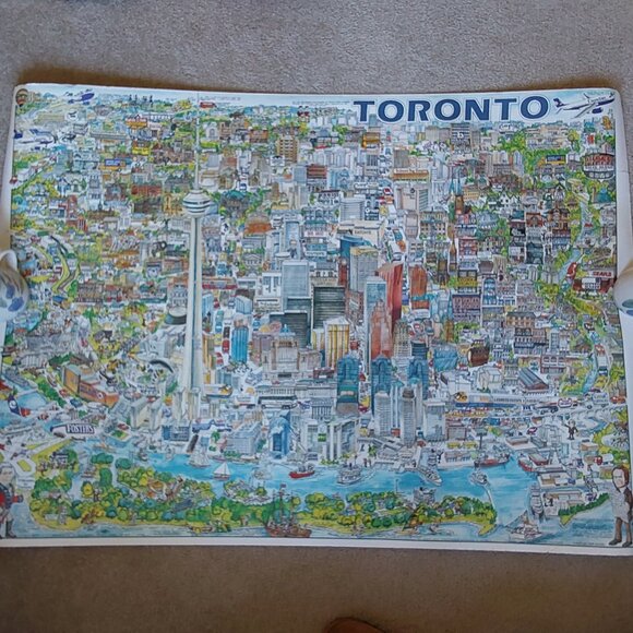 Vintage 1989 Toronto poster by Tom Dodds landmarks and businesses 101 x 71 cm - Picture 1 of 12